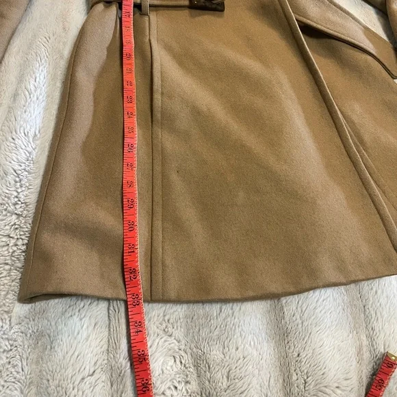 Wool Blend Tan Double-Breasted Coat - Picture 8 of 16